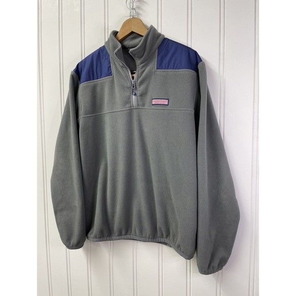 Vineyard Vines‎ Mens Blue 1/4 Zip Fleece Pullover Size Medium  w Rip Stock Yoke - Picture 3 of 7